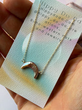 Load image into Gallery viewer, Mermaid Mauve Crescent Moon Pearl Gold Fill Necklace