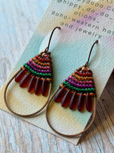 Load image into Gallery viewer, Rustic Copper Beaded Petal Fan Earrings, Hypoallergenic