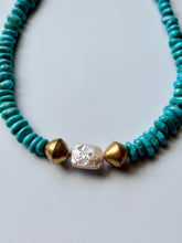Load image into Gallery viewer, Baroque Freshwater Pearl and Sonoran Turquoise Statement Necklace