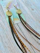 Load image into Gallery viewer, Light As A Feather FUN Rooster Feather Gold Earrings