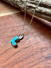 Load image into Gallery viewer, Kingman Turquoise Carved Cowgirl Boot Necklace
