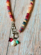 Load image into Gallery viewer, Spiced Apple Jade Beaded Carabiner Necklace