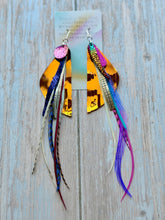 Load image into Gallery viewer, Light As A Feather FUN Rooster Feather Silver Earrings