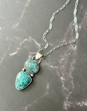Load image into Gallery viewer, New Lander Blue Turquoise Sterling Silver Necklace, 20” Chain