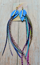 Load image into Gallery viewer, Light As A Feather FUN Rooster Feather Gold Earrings