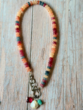 Load image into Gallery viewer, Spiced Apple Jade Beaded Carabiner Necklace
