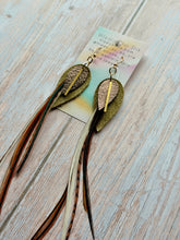Load image into Gallery viewer, Light As A Feather FUN Rooster Feather Gold Earrings