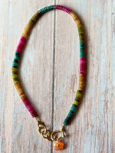 Load image into Gallery viewer, Ombré Rainbow Jade Beaded Carabiner Necklace