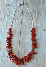 Load image into Gallery viewer, Red Coral Stick and Liquid SterlingSilver Necklace