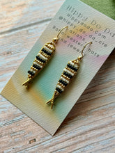 Load image into Gallery viewer, Beaded Brass Fishy Dangle Earrings