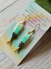 Load image into Gallery viewer, Beaded Brass Fishy Dangle Earrings