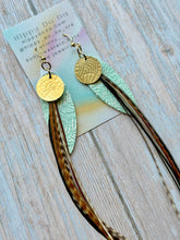 Load image into Gallery viewer, Light As A Feather FUN Rooster Feather Gold Earrings