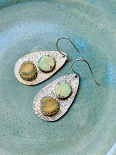Load image into Gallery viewer, Hubei Turquoise Aztec Sterling Silver Earrings