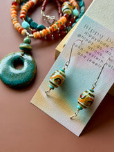 Load image into Gallery viewer, Boho Czech Glass and Campitos Turquoise Sterling Silver Dangle Earrings