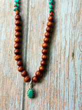 Load image into Gallery viewer, Vintage Turquoise and Wood Hand Knotted Necklace