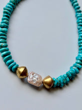 Load image into Gallery viewer, Baroque Freshwater Pearl and Sonoran Turquoise Statement Necklace
