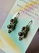 Load image into Gallery viewer, Garnet Sterling Silver Dangle Earrings
