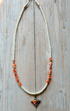 Load image into Gallery viewer, Spiny Oyster Mojave Turquoise Cow and Coral Sterling Silver Necklace