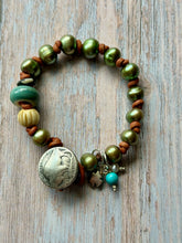 Load image into Gallery viewer, SALTY COLLECTION Green Freshwater Pearl Hand Knotted Leather Bracelet