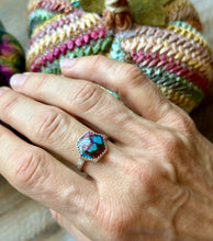 Load image into Gallery viewer, Hexagon Shaped Mojave Turquoise Sterling Silver Ring, Size 8