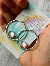 Load image into Gallery viewer, Vintage Pink Mussel Shell ans Sterling Silver Hoop Dangle Earrings