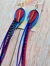Load image into Gallery viewer, Light As A Feather FUN Rooster Feather Gold Earrings