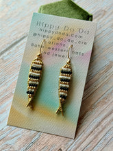Load image into Gallery viewer, Beaded Brass Fishy Dangle Earrings