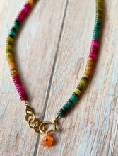 Load image into Gallery viewer, Ombré Rainbow Jade Beaded Carabiner Necklace
