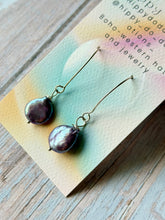 Load image into Gallery viewer, Sterling Silver Iridescent Peacock Pearl Earrings
