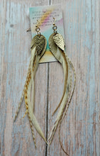 Load image into Gallery viewer, Light As A Feather FUN Rooster Feather Gold Earrings
