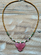 Load image into Gallery viewer, Carved Pink Onyx Thunderbird Beaded Necklace