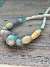 Load image into Gallery viewer, Vintage Glass, Pottery, Heishi Shell and Bone Beaded Necklace