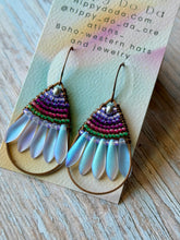 Load image into Gallery viewer, Rustic Copper Beaded Petal Fan Earrings, Hypoallergenic