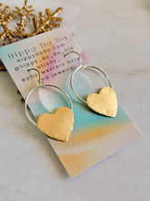 Load image into Gallery viewer, TBFL Collection, Mixed Metal Brass Heart Dangle Earrings