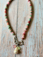 Load image into Gallery viewer, Berries and Cream Jade Beaded Carabiner Necklace