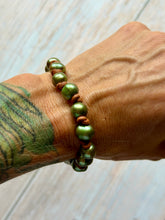 Load image into Gallery viewer, SALTY COLLECTION Green Freshwater Pearl Hand Knotted Leather Bracelet