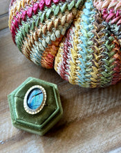 Load image into Gallery viewer, Bodhi Leaf Inlay Aurora Opal, Sterling Silver Ring, Size 9.5