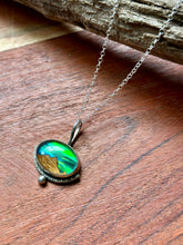 Load image into Gallery viewer, Northern Lights Aurora Opal and Maple Wood Inlay Sterling Silver Necklace
