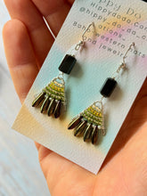 Load image into Gallery viewer, Mini Boho Beaded Fan Earrings with Black Onyx