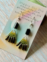 Load image into Gallery viewer, Mini Boho Beaded Fan Earrings with Black Onyx