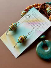 Load image into Gallery viewer, Boho Czech Glass and Campitos Turquoise Sterling Silver Dangle Earrings