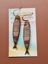 Load image into Gallery viewer, Beaded Brass Fish Earrings