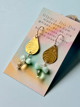 Load image into Gallery viewer, Mixed Metal Aquamarine ans Blue Peruvian Opal Boho Brass Dangle Earrings