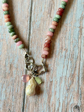 Load image into Gallery viewer, Berries and Cream Jade Beaded Carabiner Necklace
