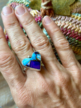 Load image into Gallery viewer, Heart Shaped Mojave Turquoise Sterling Silver Ring, Size 7.75