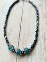 Load image into Gallery viewer, Autumn Refresh Vintage Sea Glass and Sodalite Gemstone Necklace