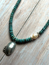Load image into Gallery viewer, SALTY COLLECTION Mabe Pearl and Smoky Kingman Graduated Turquoise Necklace