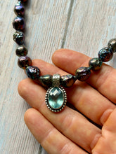 Load image into Gallery viewer, SALTY COLLECTION Aquamarine and Peacock Baroque Pearl Sterling Silver Necklace