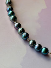 Load image into Gallery viewer, Mermaid Whale Cross Pearl and Iridescent Peacock Pearl Statement Necklace