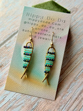 Load image into Gallery viewer, Beaded Brass Fishy Dangle Earrings